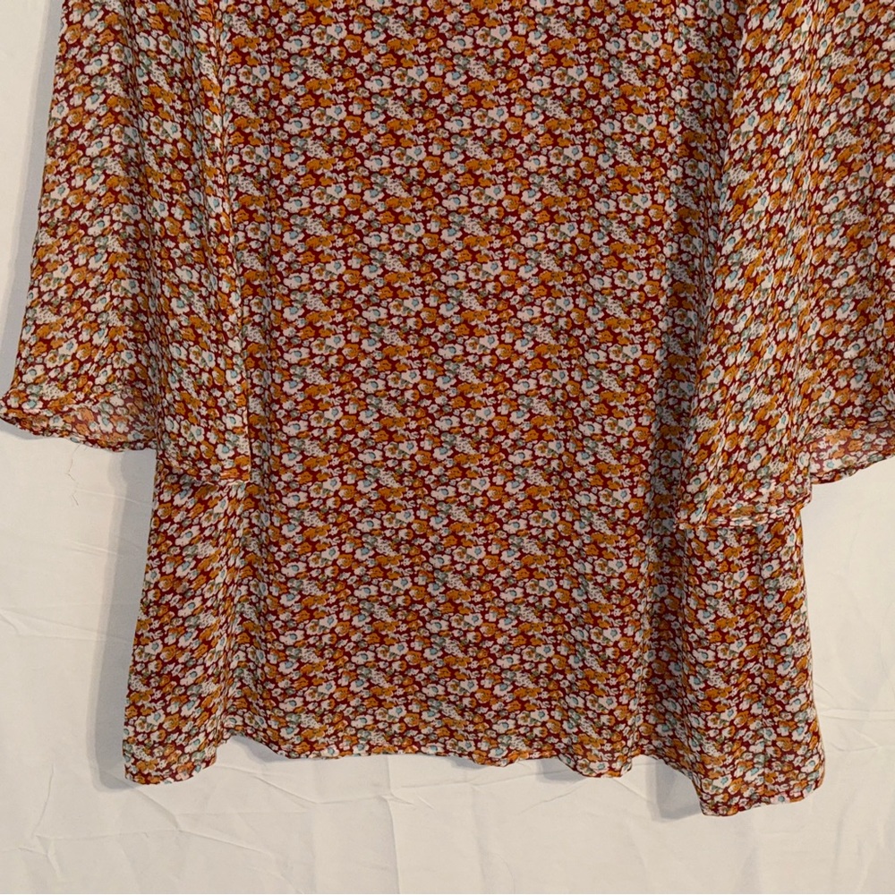 Doe & Rae Multicolored Floral Print Long Sleeve Mini Dress Size Medium - Picture 4 of 9